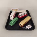 Six vintage Dinky buses and coaches (playworn condition)