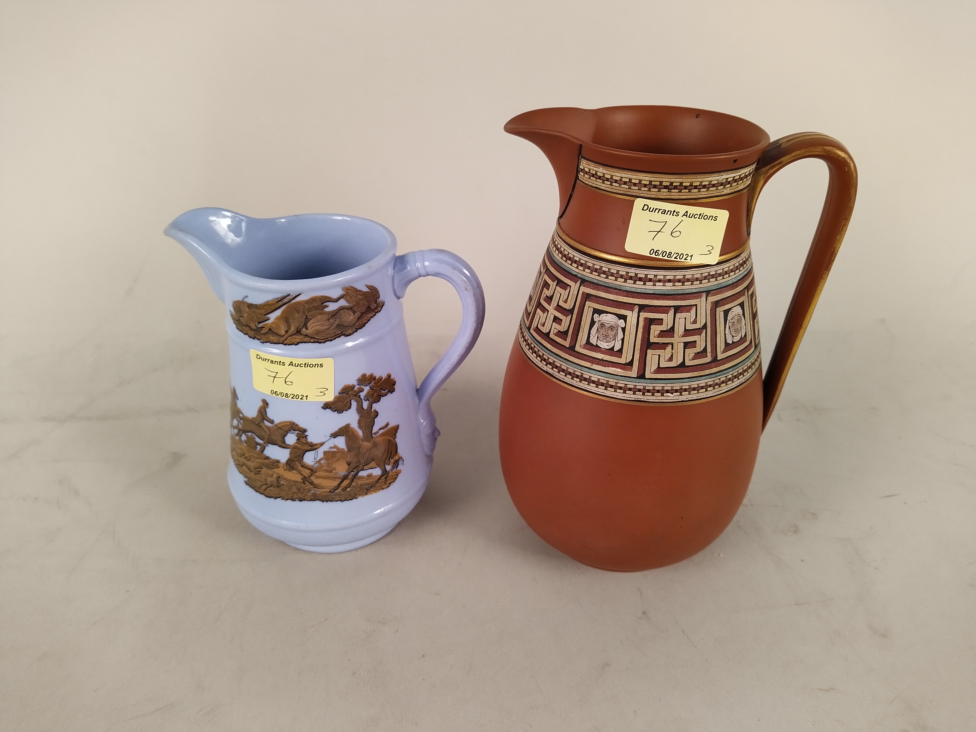 Two Victorian Prattware jugs plus a boxed Pelham puppet 'A7 Bengo' - Image 2 of 3