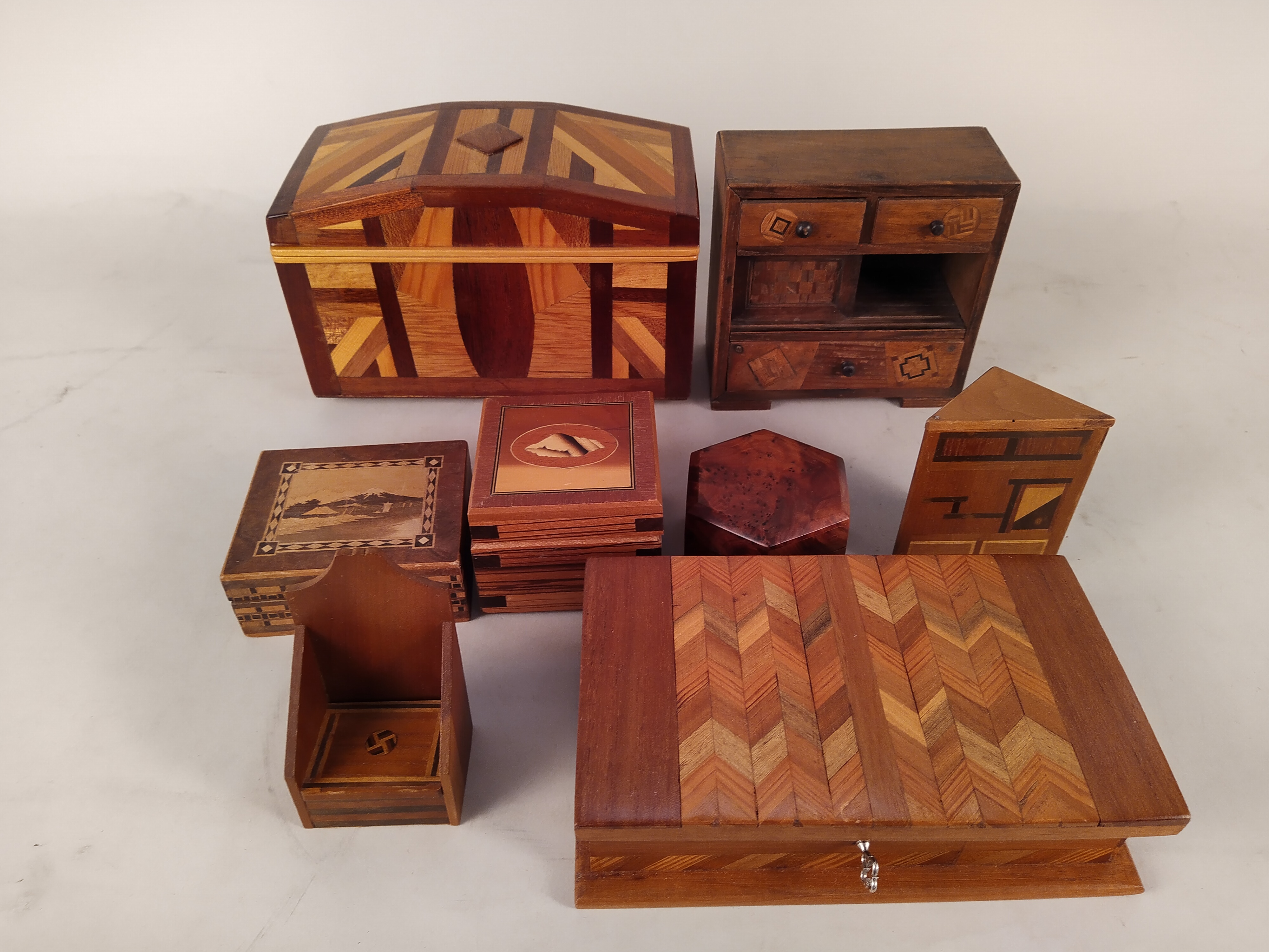 A large selection of inlaid wooden boxes, - Image 2 of 3