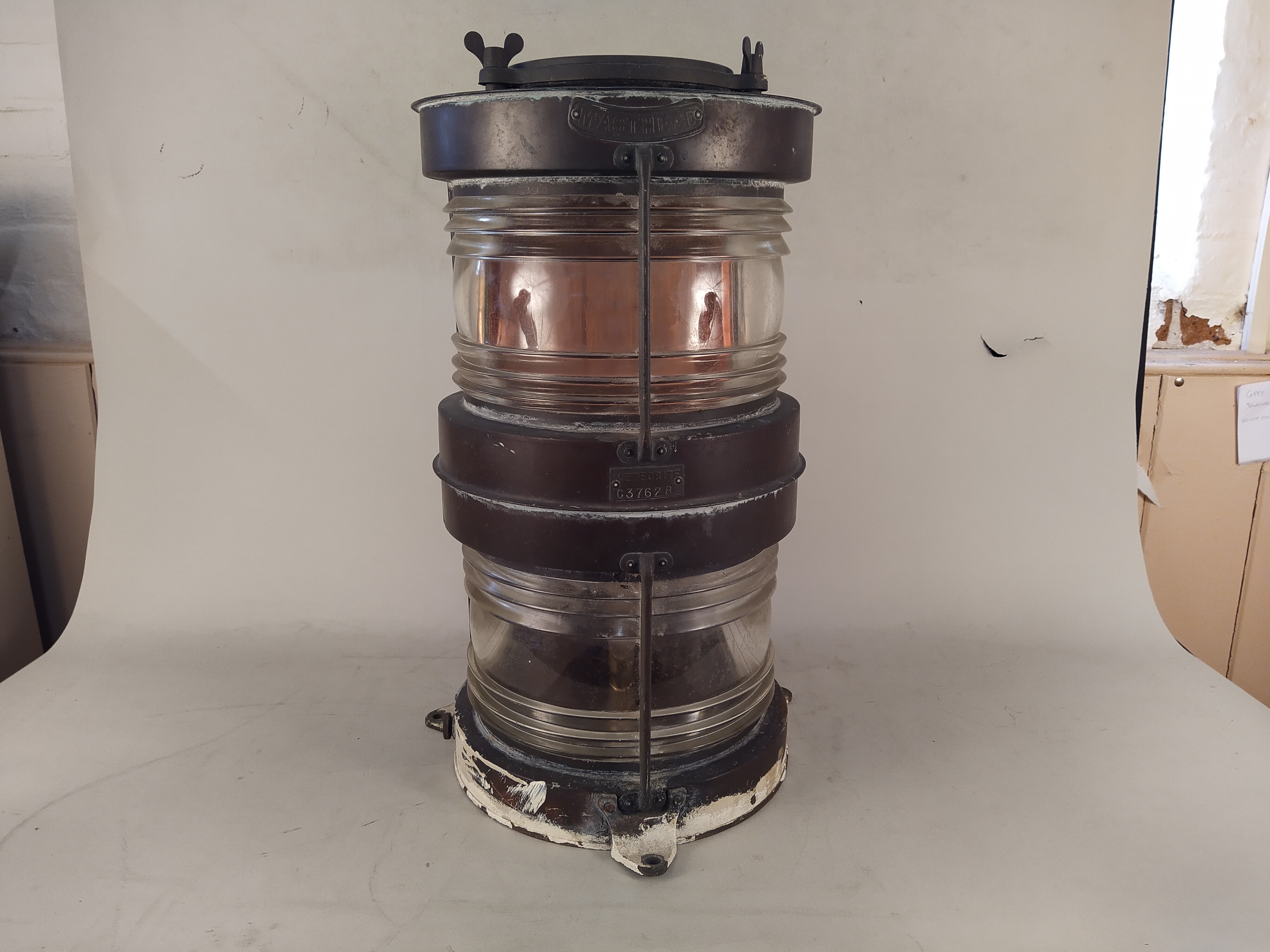 A double masthead copper ships lamp 'Meteorite C37628'