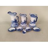 A group of Doulton Burslem 'Norfolk pattern' wares including three jugs, hors d'oeuvres dish,