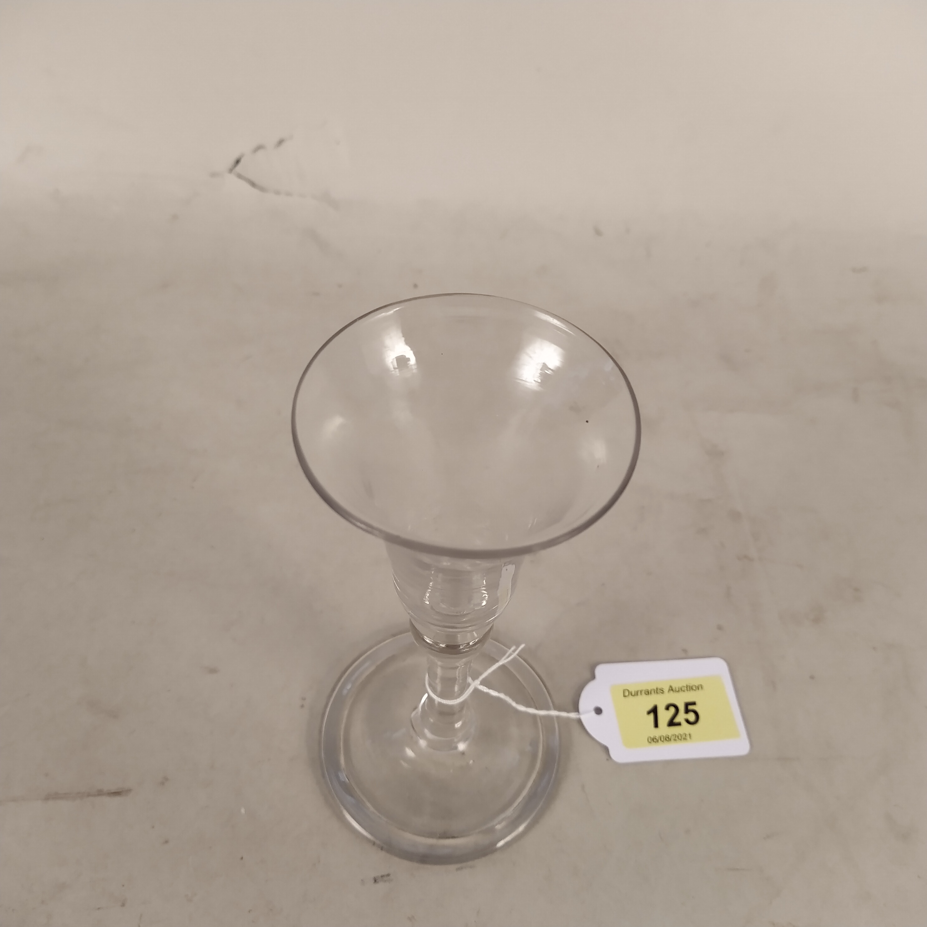 An English wine glass c1750 with bell shaped bowl, - Image 2 of 3