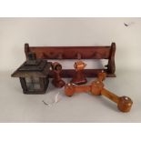 A mixed lot to include a wooden coat rack,