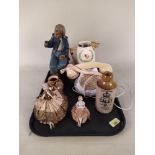 A Nao figurine of a sailor, a Royal Albert telephone, two pin dolls,