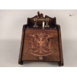 An Edwardian inlaid coal box with brass handle,