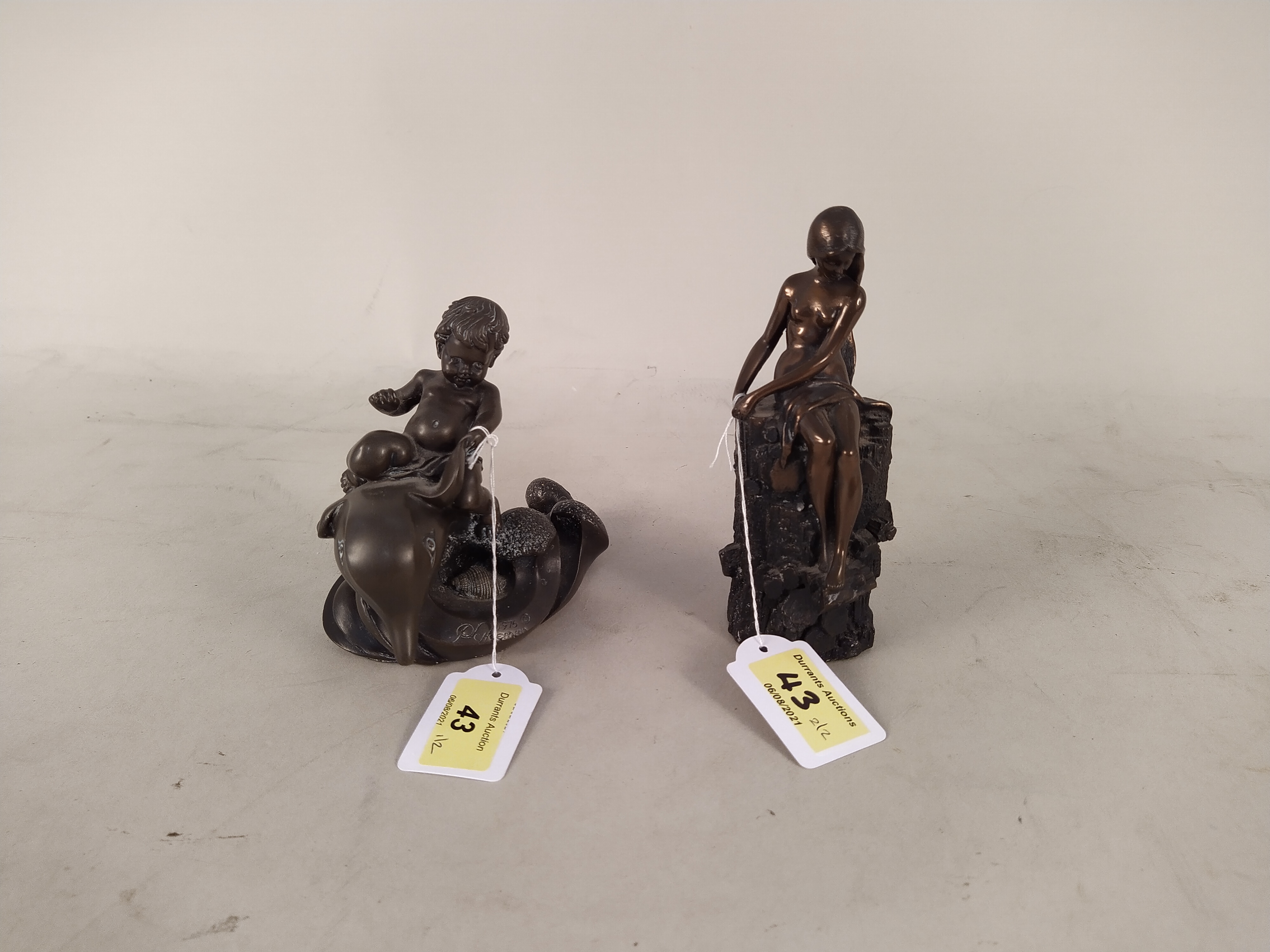 Two cold cast bronze figures marked Giovanni Schoeman,