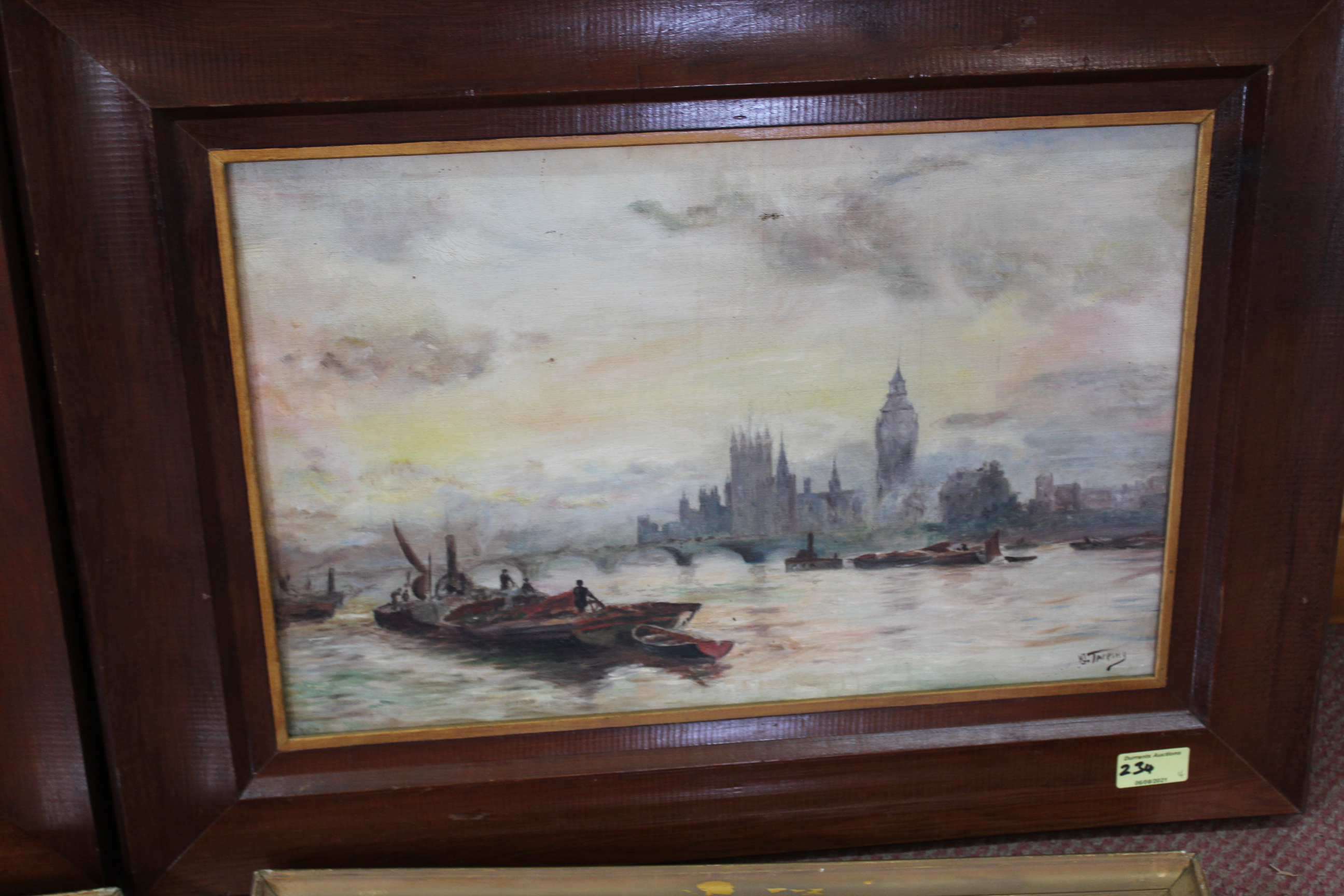 A pair of late 19th Century framed watercolours of coastal scenes with fishing boats signed J H - Image 3 of 3