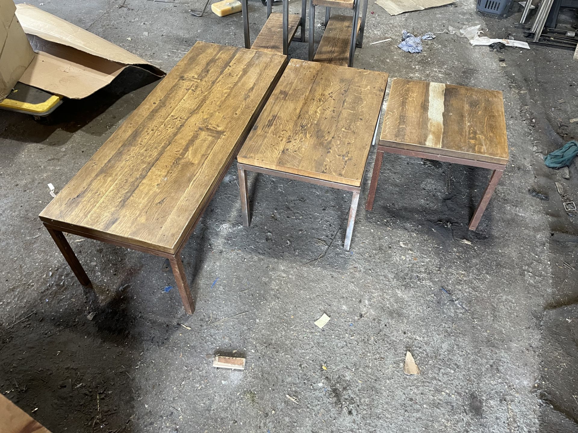 3 x Coffee/Side tables - (113cm x 45cm, 45cm x 72cm and 45cm x 45cm, all approx. 40cm high).