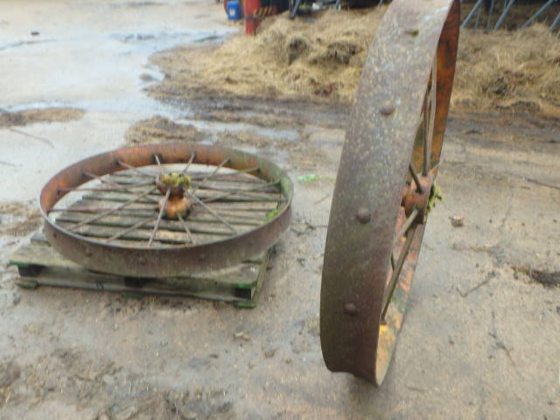 2 EX Sunshine Drill steel wheels 50inches across 6 inches wide. Stored near Harleston, Norfolk. - Image 2 of 2