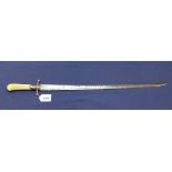 An 18th Century continental hunting sword with 33 3/4" blade and ivory grip