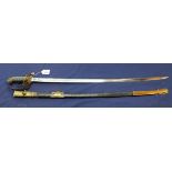 A Victorian model 1822 Infantry Officers sword with fold down guard,