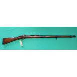 A Mauser model 1871 bolt action single shot rifle in obsolete 11mm cal,