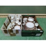 Two boxes with an extensive collection of Royal Grafton 'Majestic' pattern dinner and tea wares