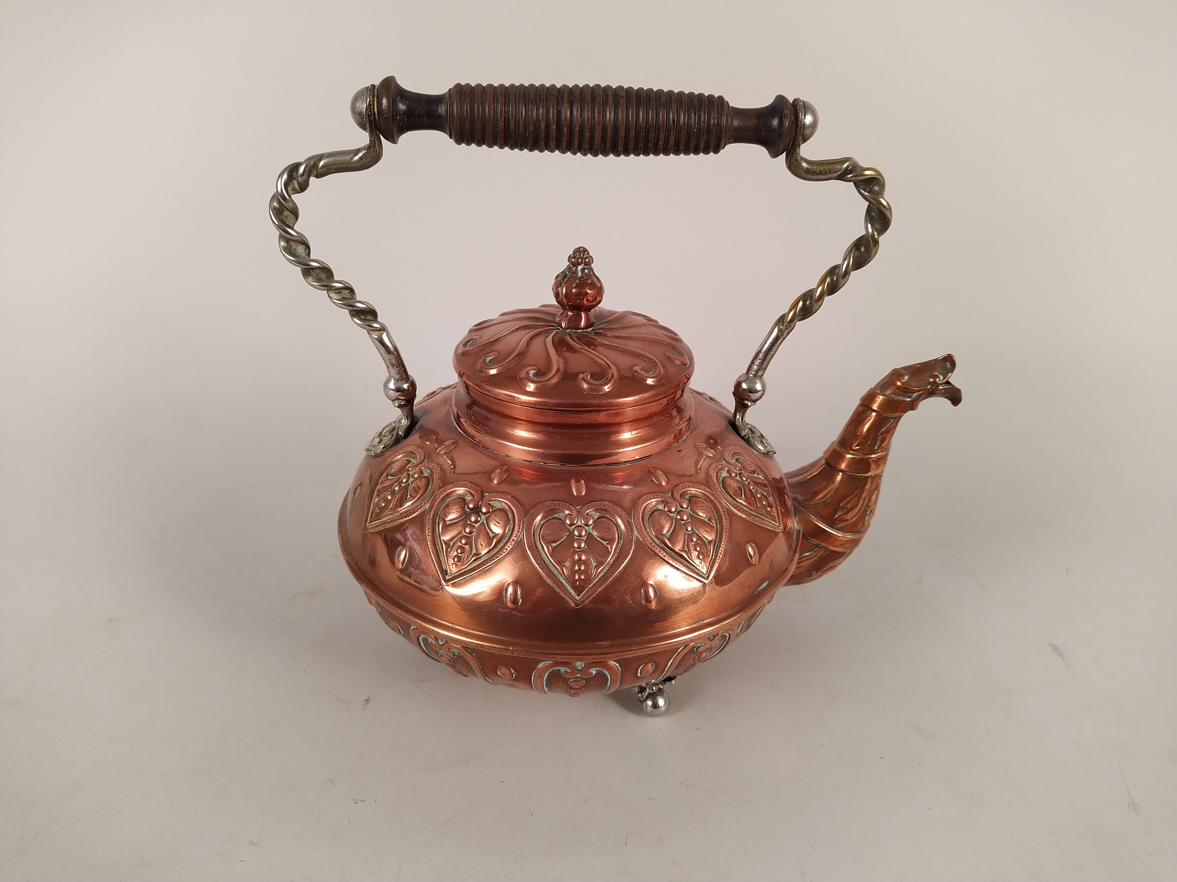 A German copper and plated tea kettle by Bing of Nuremberg, - Image 2 of 3