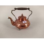 A German copper and plated tea kettle by Bing of Nuremberg,