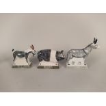 Four Rye Pottery animals including a donkey, hare, goat,