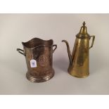 A silver plated Louis Roederer champagne ice bucket plus an Indian brass coffee pot