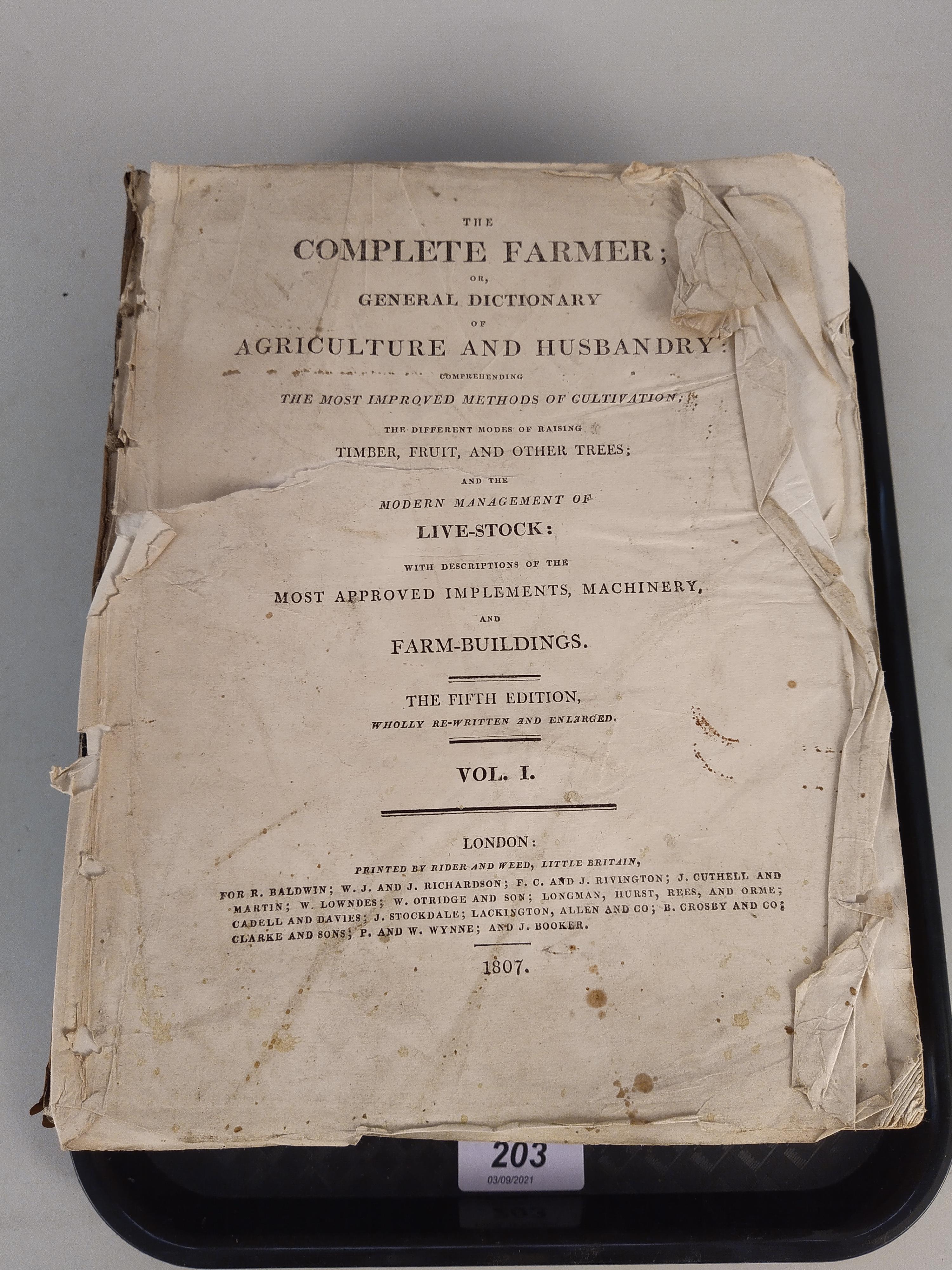 The Complete Farrier and British Sportsman by Richard Lawrence Esq c1816 (wear to outer cover and - Image 2 of 3