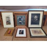 A box of mixed framed prints including religious subjects,