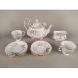A Royal Albert 'Haworth' pattern six setting tea set with teapot, milk,