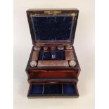 A mid 19th Century Coromandel dressing case with plated fittings and two drawers (as found)