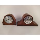 Four 1930's oak and mahogany cased chiming mantel clocks