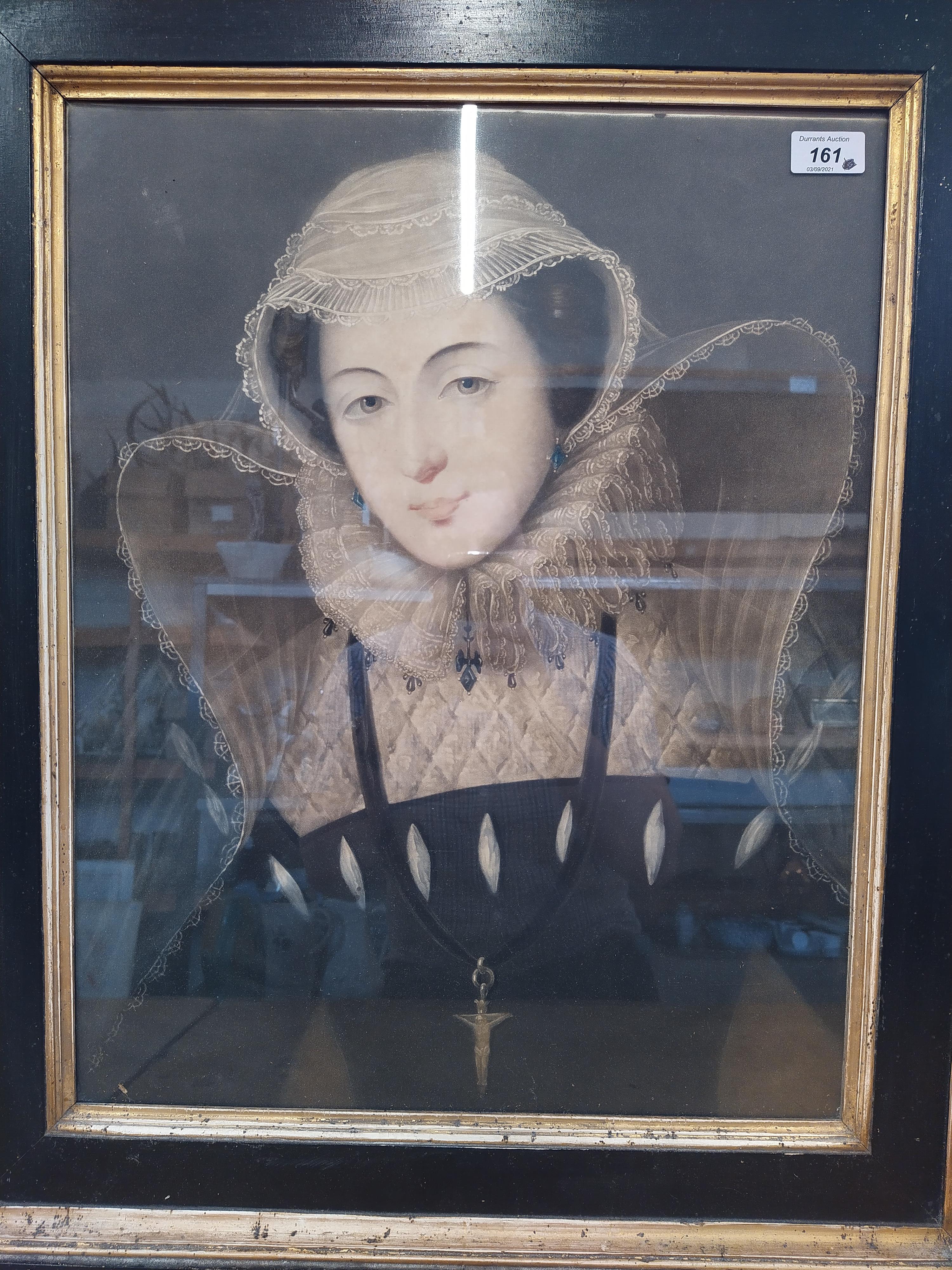 A large framed print of a woman in Elizabethan dress, - Image 3 of 3