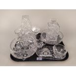 A tray of assorted cut glassware including fruit bowls,