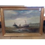 A large framed oil on canvas signed R W Faxon,