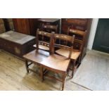 A set of three 19th Century fruitwood Suffolk chairs and an oak Suffolk chair