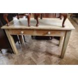 A late Victorian stripped pine serving table