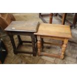 A 19th Century oak joint stool and another stool