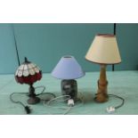 A small Tiffany style table lamp,