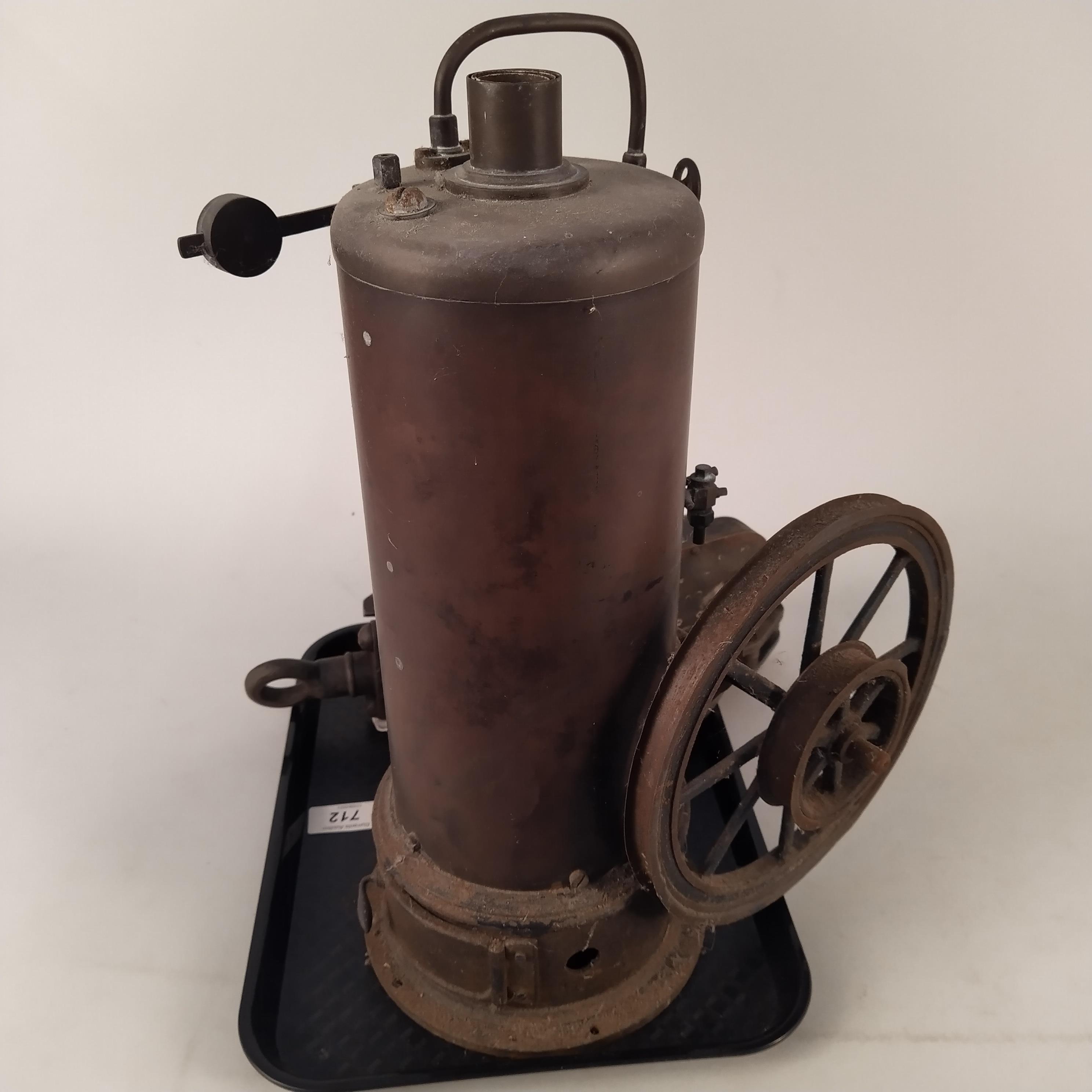 An early 20th Century copper steam boiler with pulley wheel, - Image 3 of 3