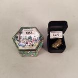 A Chinese enamelled lidded box,