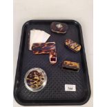 A good selection of antique tortoiseshell wares in snuff boxes, toothpick box, daily notebook,