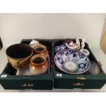Two boxes of mixed ceramics and glass including a very large Victorian bowl, Spode Italian jug,