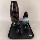 Mixed coloured glass including a large hand blown Art vase,