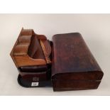 An antique walnut writing box (as found lid),