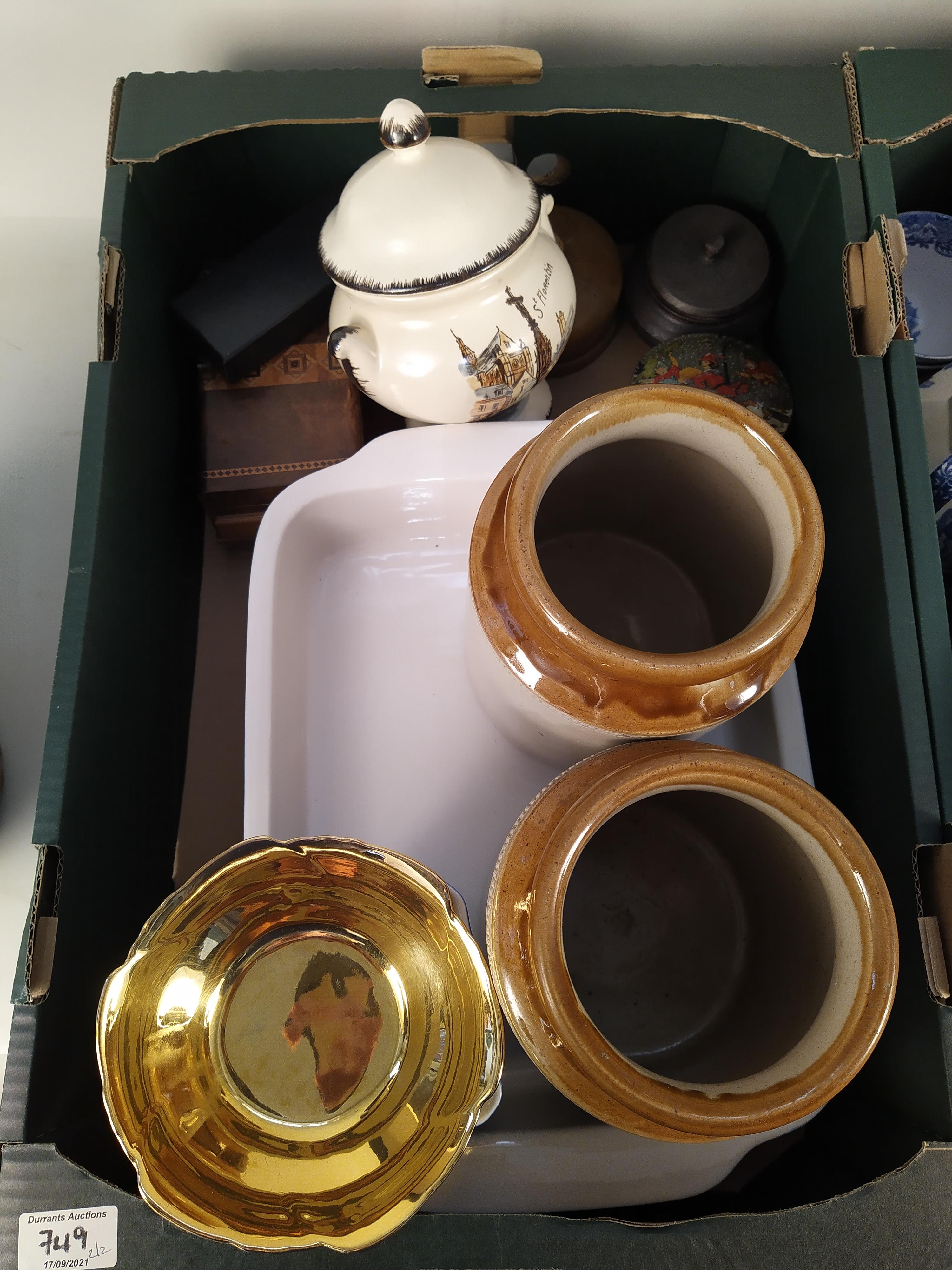 Two boxes of mixed ceramics and glass including a very large Victorian bowl, Spode Italian jug, - Image 3 of 3