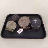 Four vintage fly reels including Hardy 'Silex Major' (as found) and Intrepid Rimfly