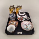 A selection of Chinese and Japanese ceramics including 18th Century saucers, tea bowl,
