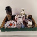 A collection of Oriental china and pottery items, including vases,