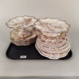 A late 19th Century Ridgway 'Salmon Carnation' dessert service of six side plates and three