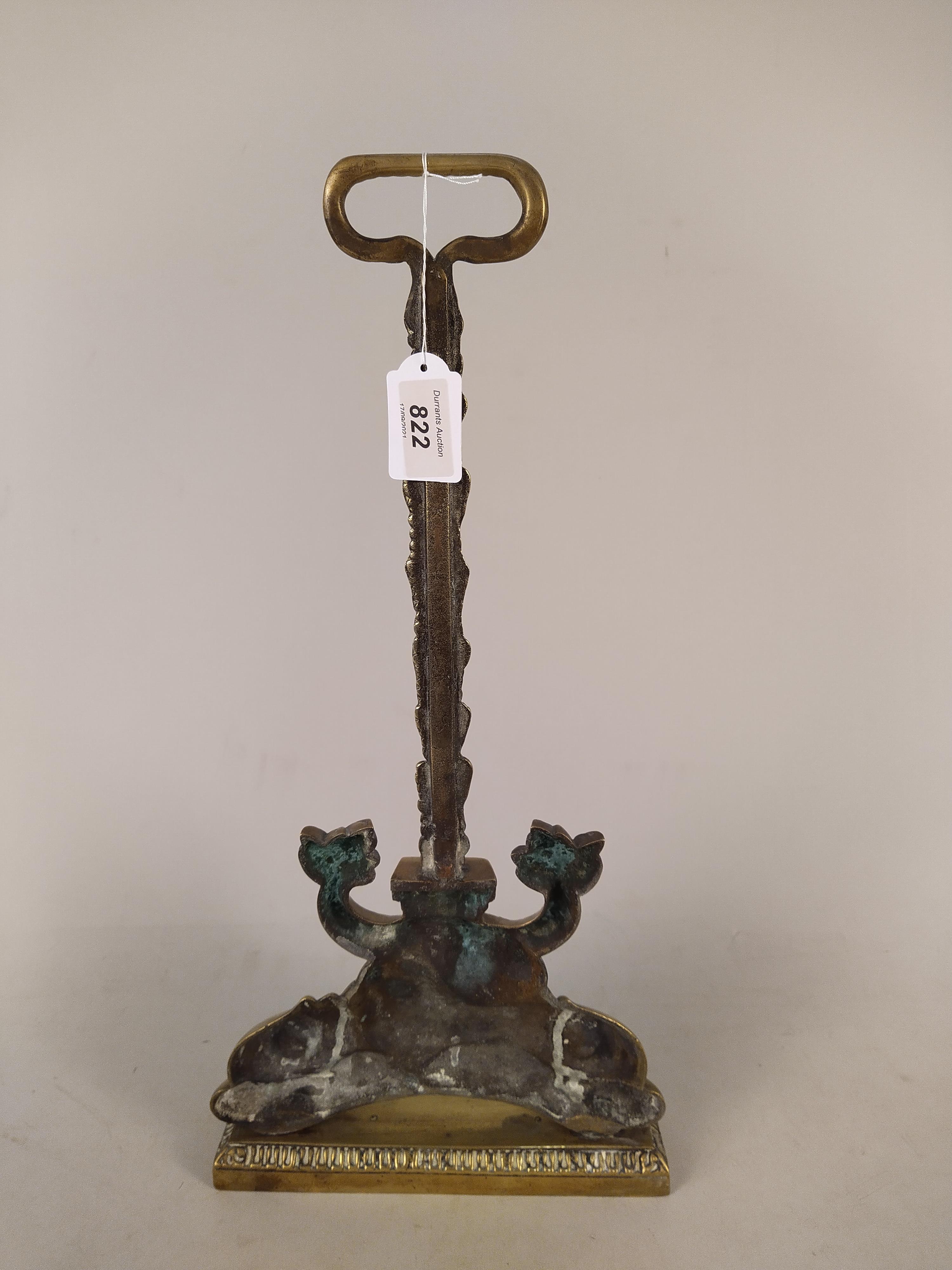 An antique brass dolphin door stop, - Image 2 of 3