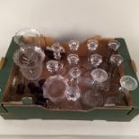 A box of glassware including candlesticks,