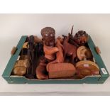 Various Ethnic carved wooden items together with other wooden items including ornaments and a