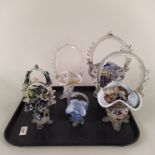 Six Murano style glass baskets in varying sizes