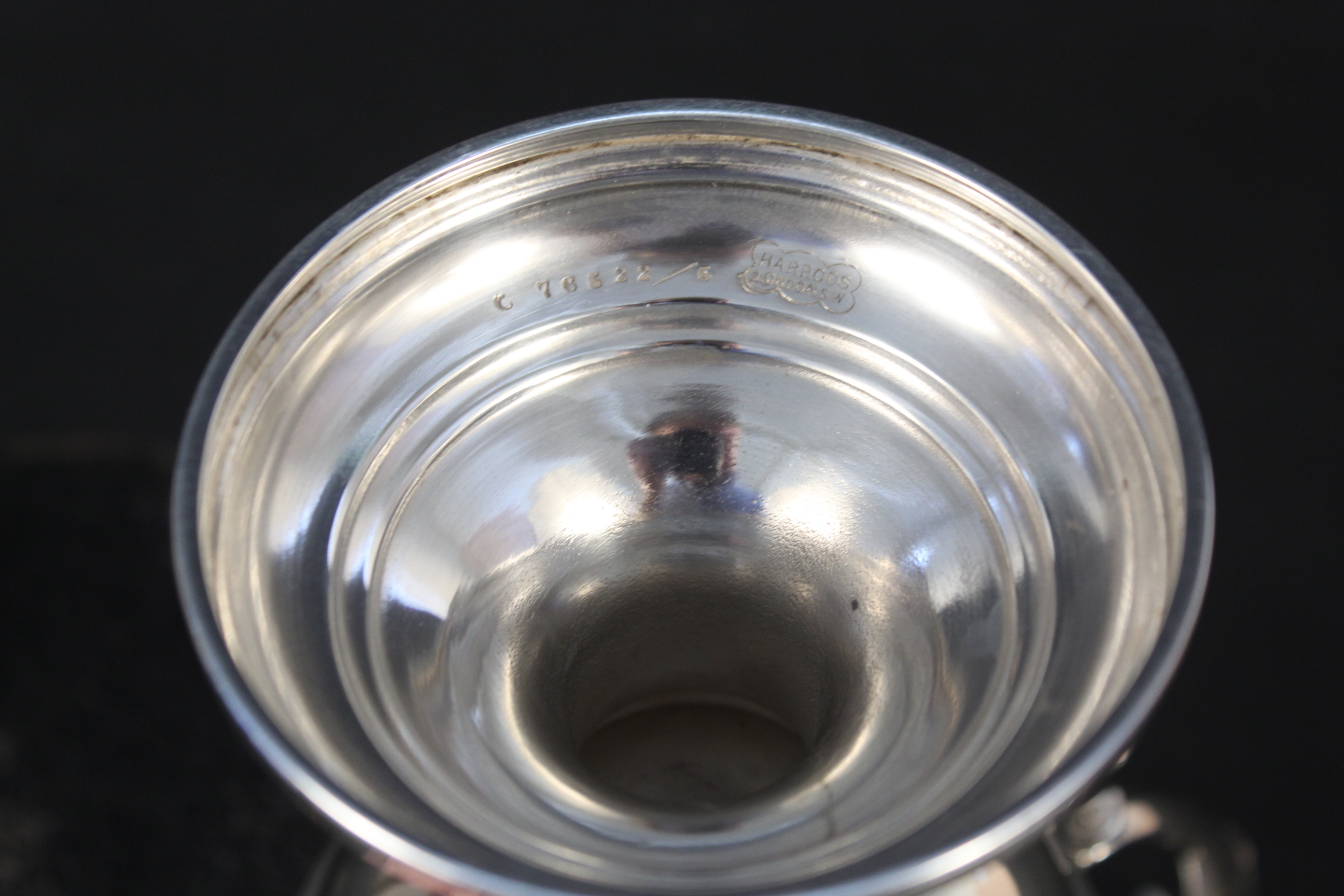 A silver two handled trophy cup with presentation inscription with wooden base, - Image 3 of 3