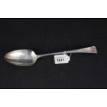 A Georgian silver basting spoon with engraved initials, hallmarked London 1808,